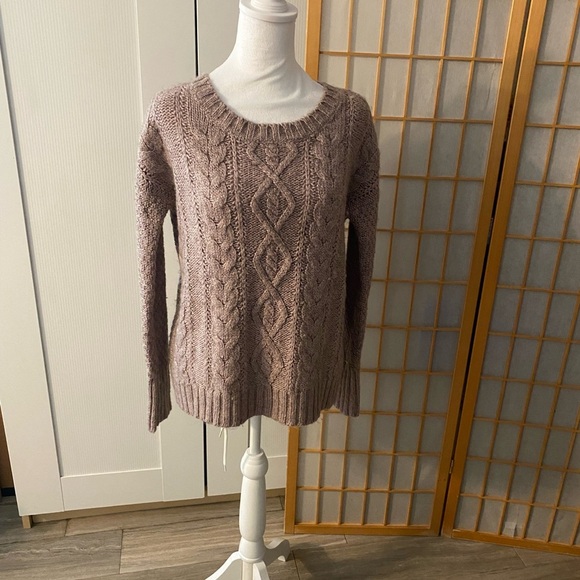 If It Were Me Women's Purple -  Grey Wool Blend Cable Knit Sweater - Size Small - Picture 2 of 6